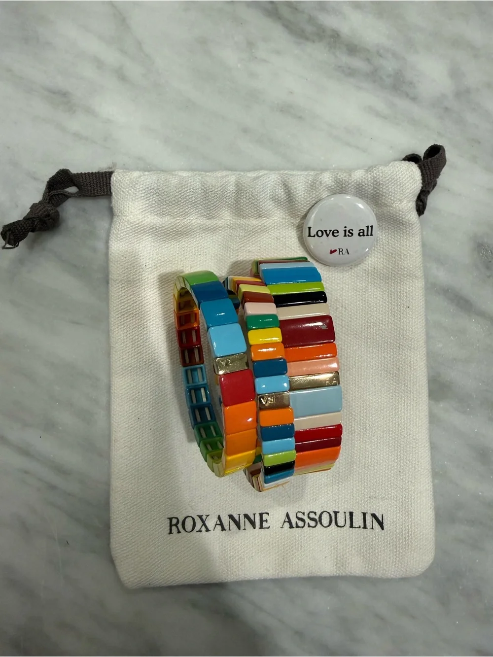 Roxanne Assoulin Rainbow Enamel Tile Stretch Bracelet Stack